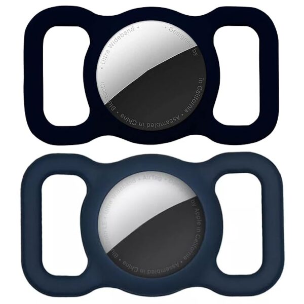 Squif set of 2 Airtag Case for pet Black and Navy Blue